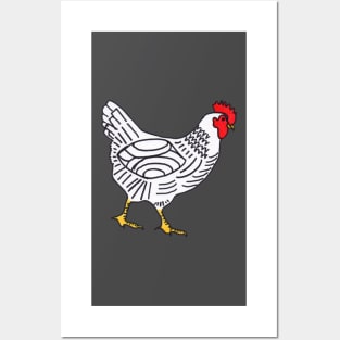 ADORABLE HEN DRAWING - CUTE CHICKEN ILLUSTRATION Posters and Art